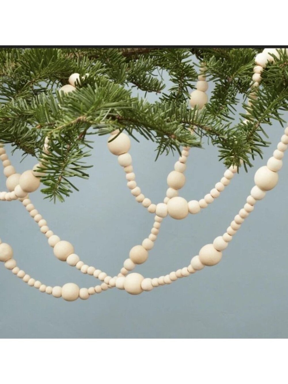 Hearth & Hand with Magnolia Natural Wood Beaded Christmas Tree Garland 12’ NEW